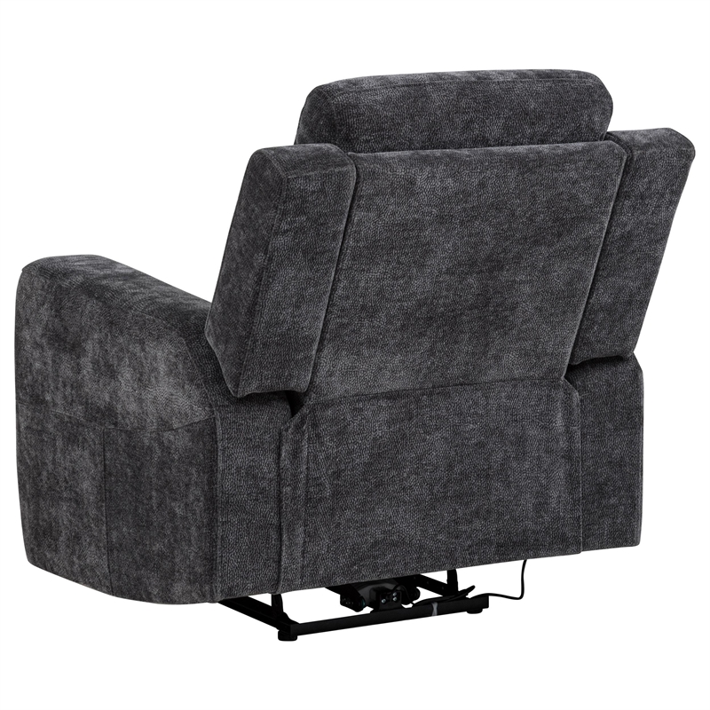 Pemberly Row 3-Piece Chenille Power Reclining Sofa Set in Dark Gray