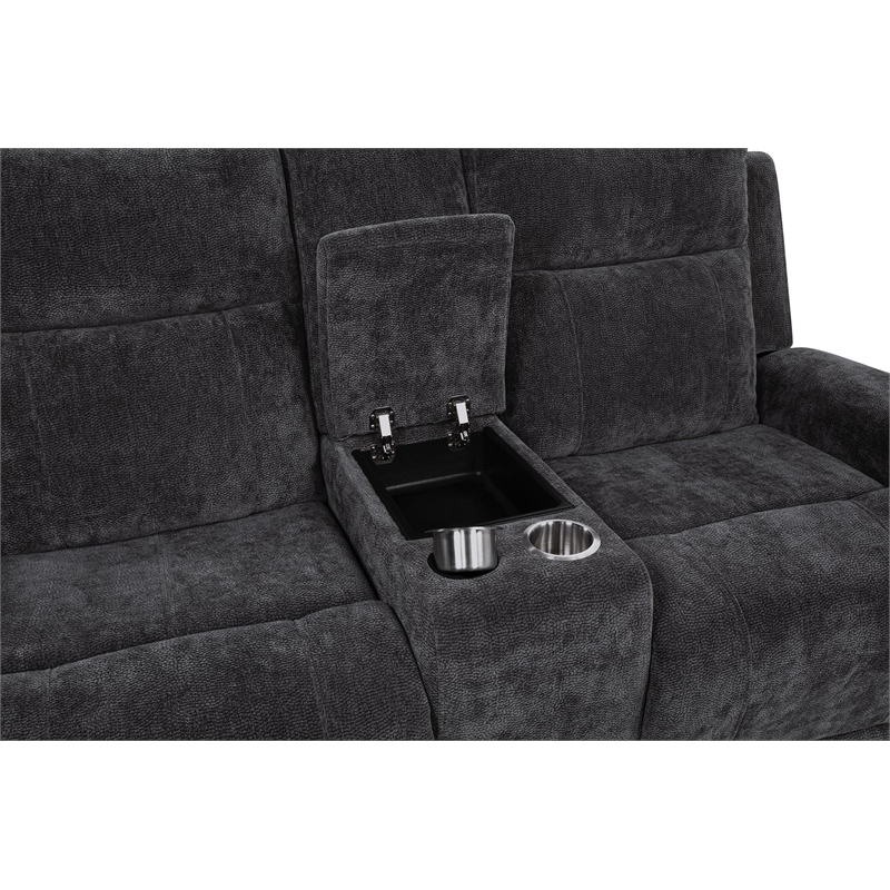 Pemberly Row 3-Piece Chenille Power Reclining Sofa Set in Dark Gray