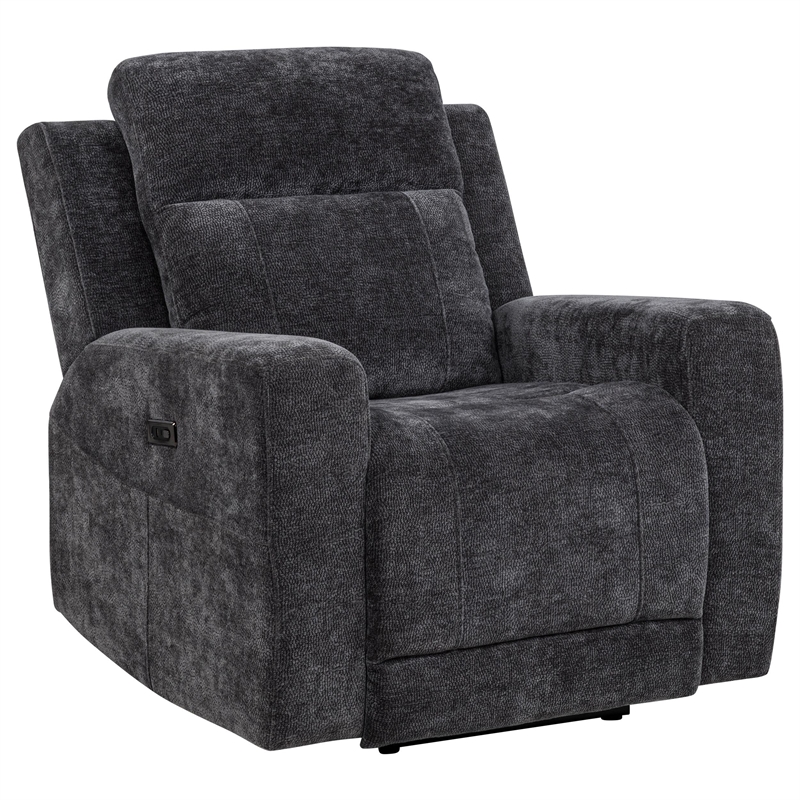 Pemberly Row 3-Piece Chenille Power Reclining Sofa Set in Dark Gray