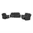 Pemberly Row 3-Piece Chenille Power Reclining Sofa Set in Dark Gray