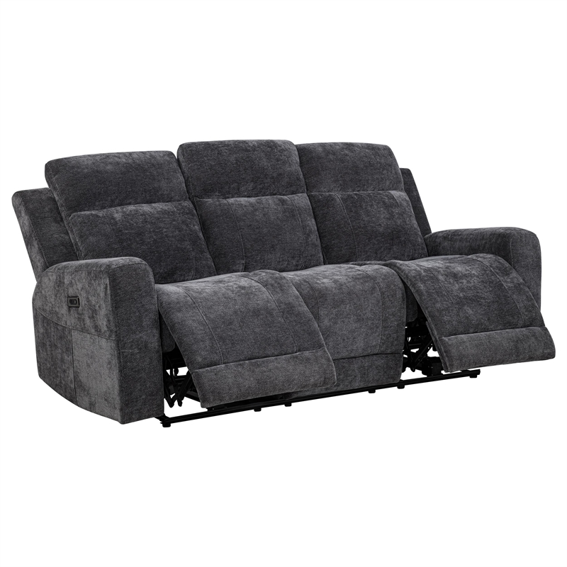 Pemberly Row 2-Piece Chenille Power Reclining Sofa Set in Dark Gray