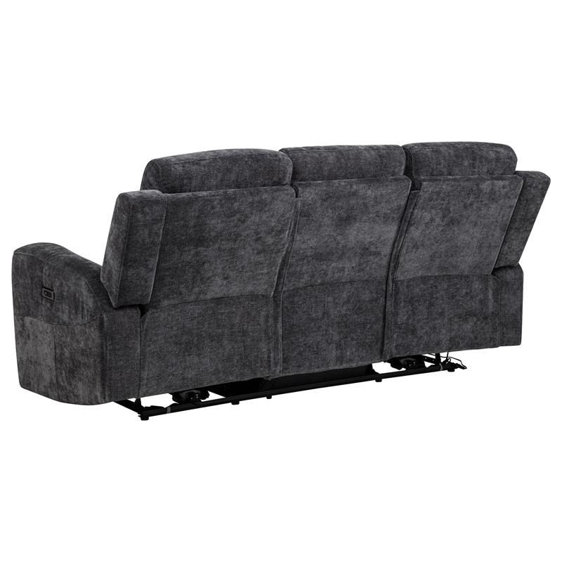 Pemberly Row 2-Piece Chenille Power Reclining Sofa Set in Dark Gray