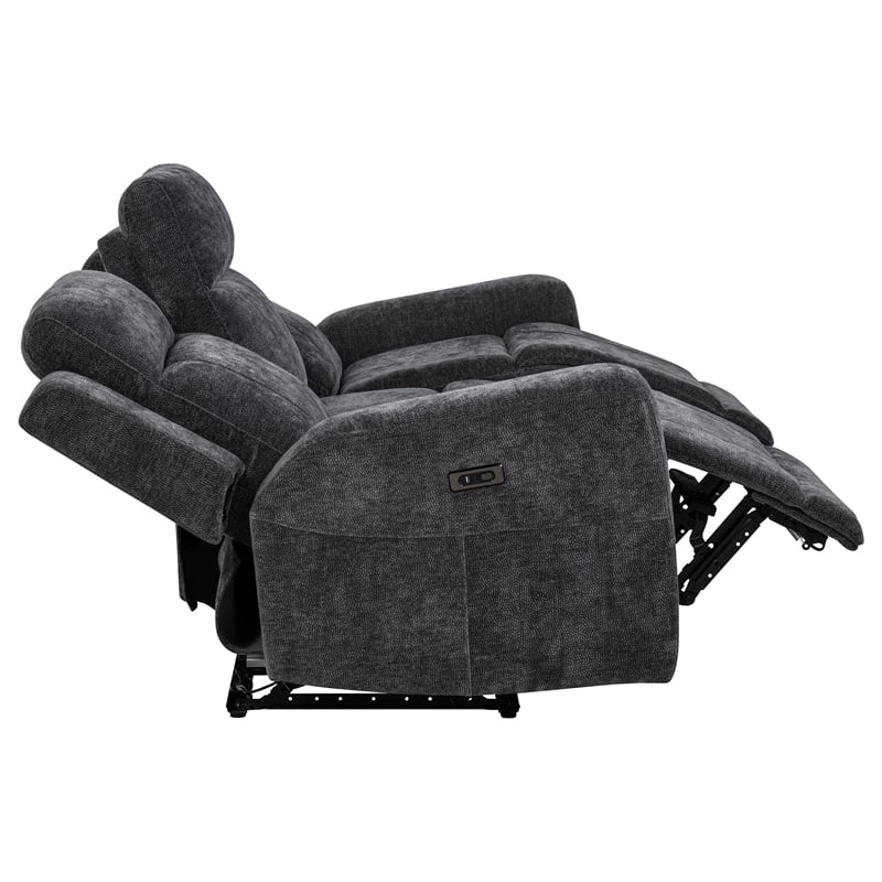 Pemberly Row 2-Piece Chenille Power Reclining Sofa Set in Dark Gray