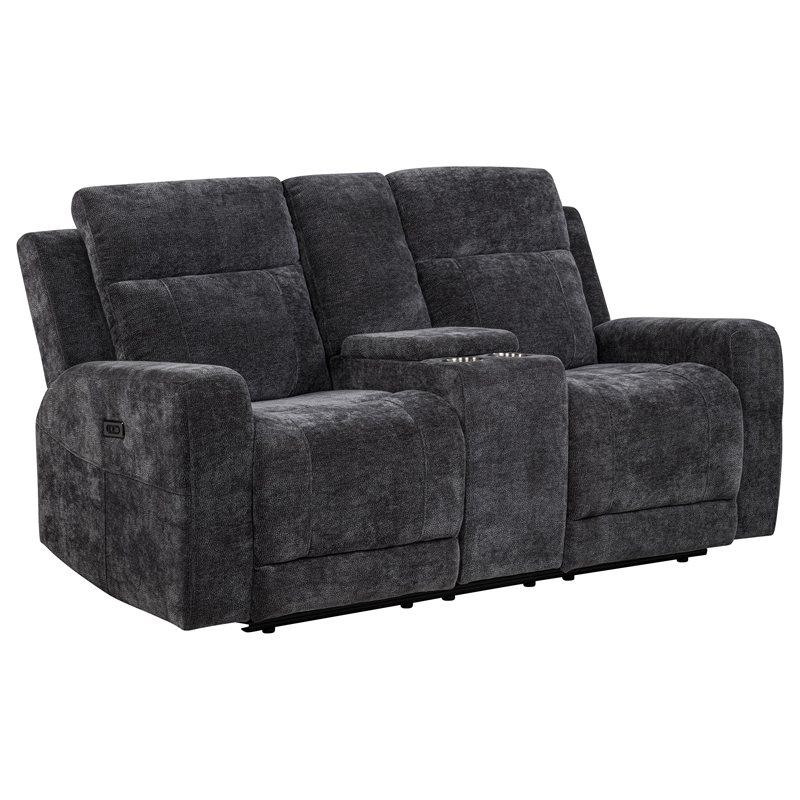 Pemberly Row 2-Piece Chenille Power Reclining Sofa Set in Dark Gray