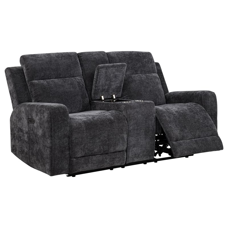 Pemberly Row 2-Piece Chenille Power Reclining Sofa Set in Dark Gray
