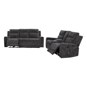 Pemberly Row 2-Piece Chenille Power Reclining Sofa Set in Dark Gray