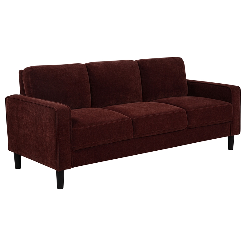 Pemberly Row 3-Piece Upholstered Fabric Track Arm Sofa Set in Rust Red
