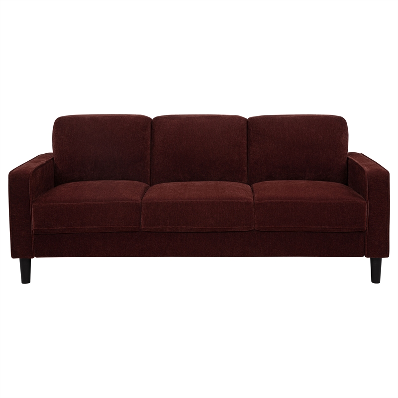 Pemberly Row 3-Piece Upholstered Fabric Track Arm Sofa Set in Rust Red