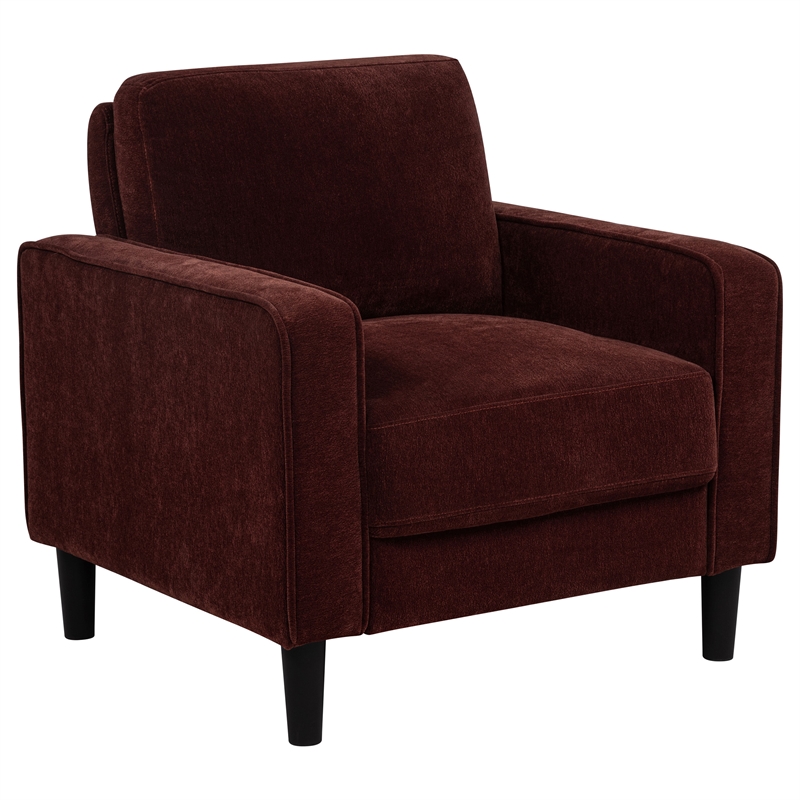 Pemberly Row 3-Piece Upholstered Fabric Track Arm Sofa Set in Rust Red