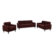 Pemberly Row 3-Piece Upholstered Fabric Track Arm Sofa Set in Rust Red