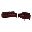 Pemberly Row 2-Piece Upholstered Fabric Track Arm Sofa Set in Rust Red