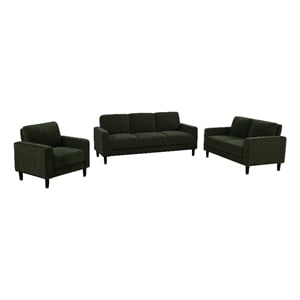 Pemberly Row 3-Piece Fabric Track Arm Sofa Set in Matcha Green