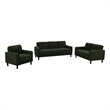Pemberly Row 3-Piece Fabric Track Arm Sofa Set in Matcha Green