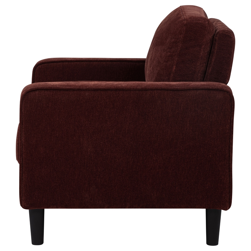 Pemberly Row Transitional Fabric Track Arm Accent Chair in Rust