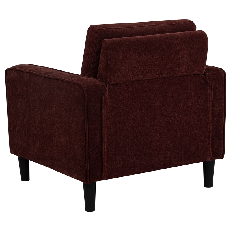Pemberly Row Transitional Fabric Track Arm Accent Chair in Rust