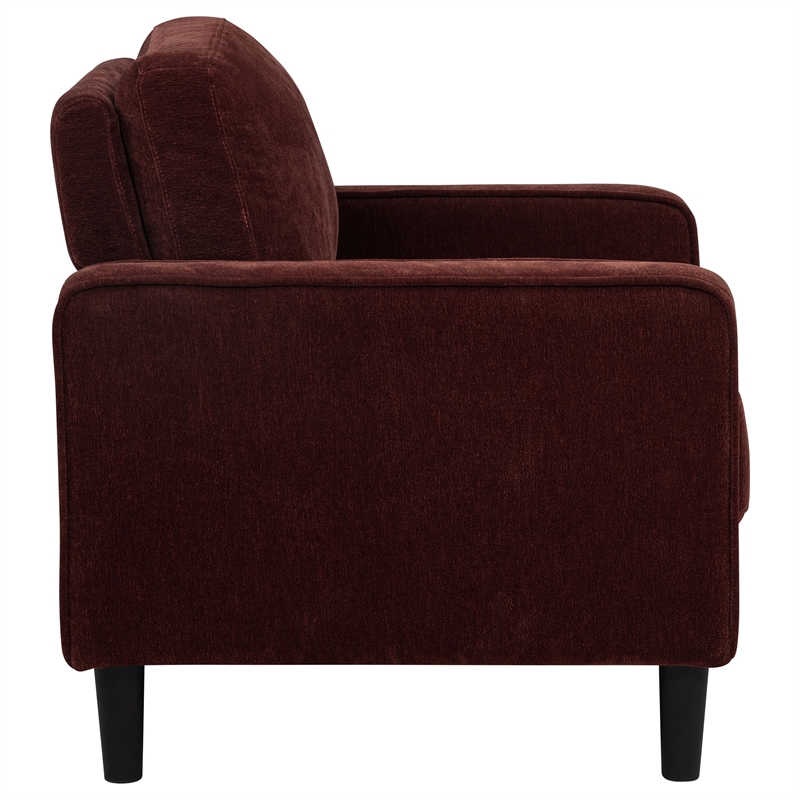 Pemberly Row Transitional Fabric Track Arm Accent Chair in Rust