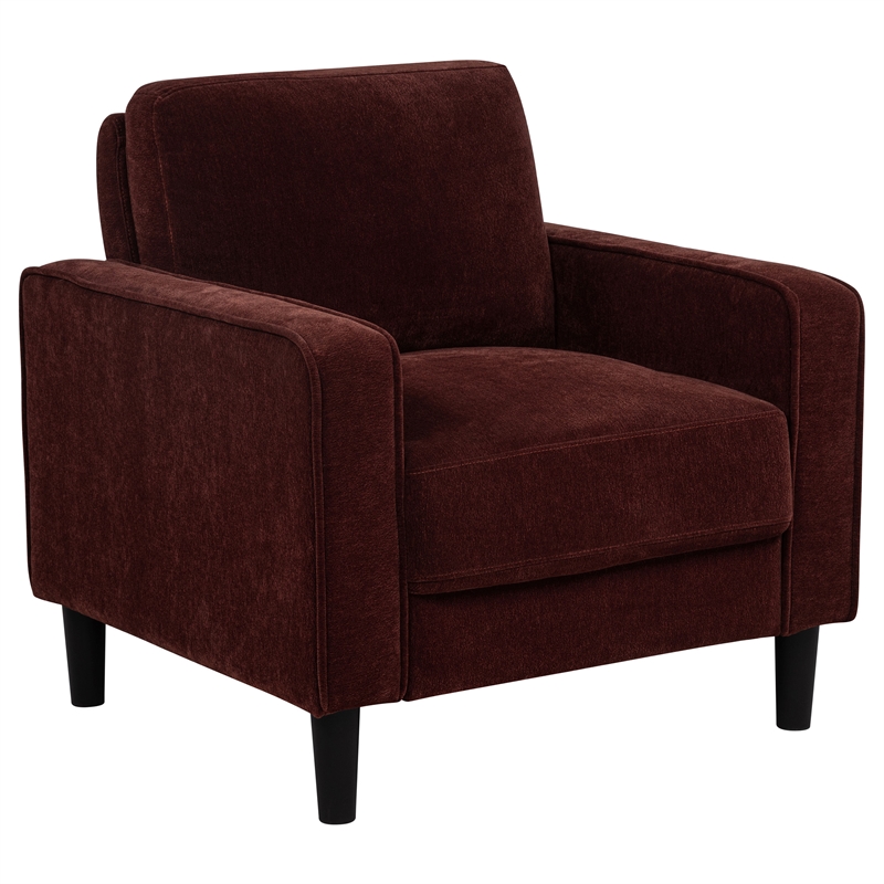 Pemberly Row Transitional Fabric Track Arm Accent Chair in Rust