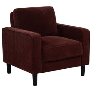 Pemberly Row Transitional Fabric Track Arm Accent Chair in Rust