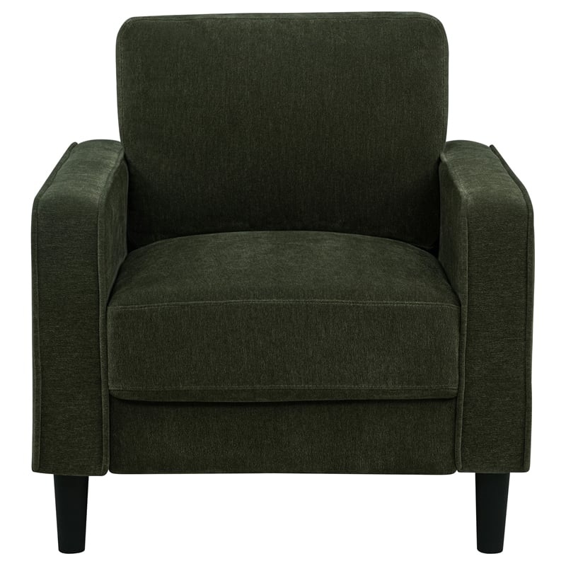 Pemberly Row Transitional Fabric Track Arm Accent Chair in Matcha Green