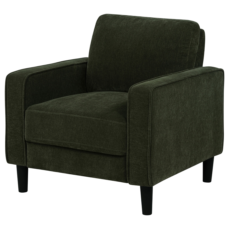 Pemberly Row Transitional Fabric Track Arm Accent Chair in Matcha Green