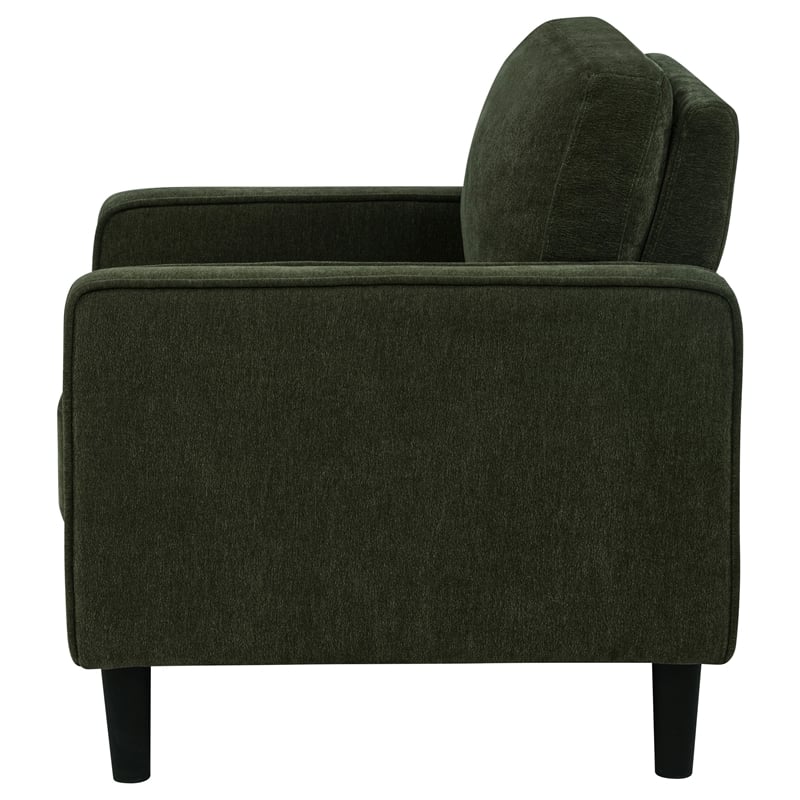 Pemberly Row Transitional Fabric Track Arm Accent Chair in Matcha Green