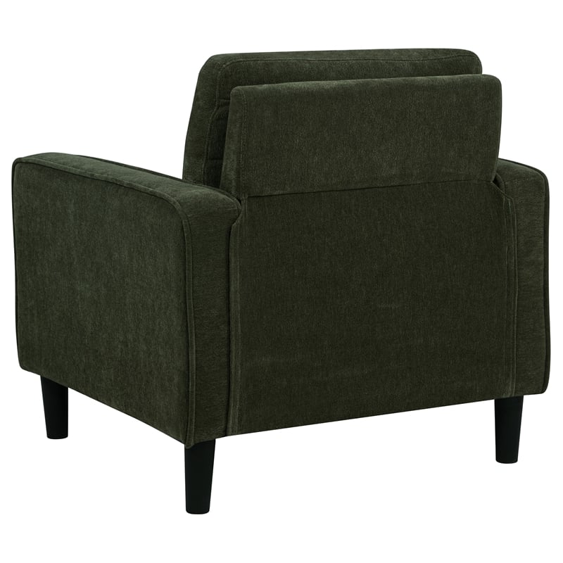 Pemberly Row Transitional Fabric Track Arm Accent Chair in Matcha Green