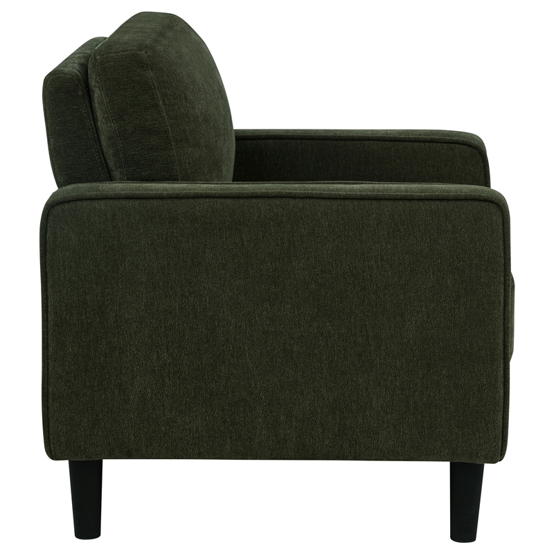 Pemberly Row Transitional Fabric Track Arm Accent Chair in Matcha Green