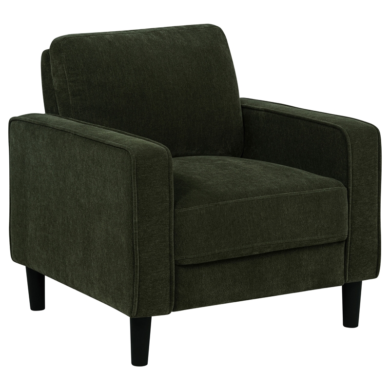 Pemberly Row Transitional Fabric Track Arm Accent Chair in Matcha Green