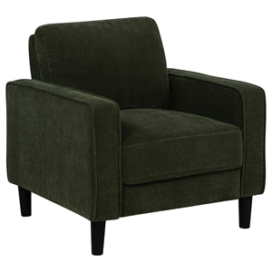 Pemberly Row Transitional Fabric Track Arm Accent Chair in Matcha Green