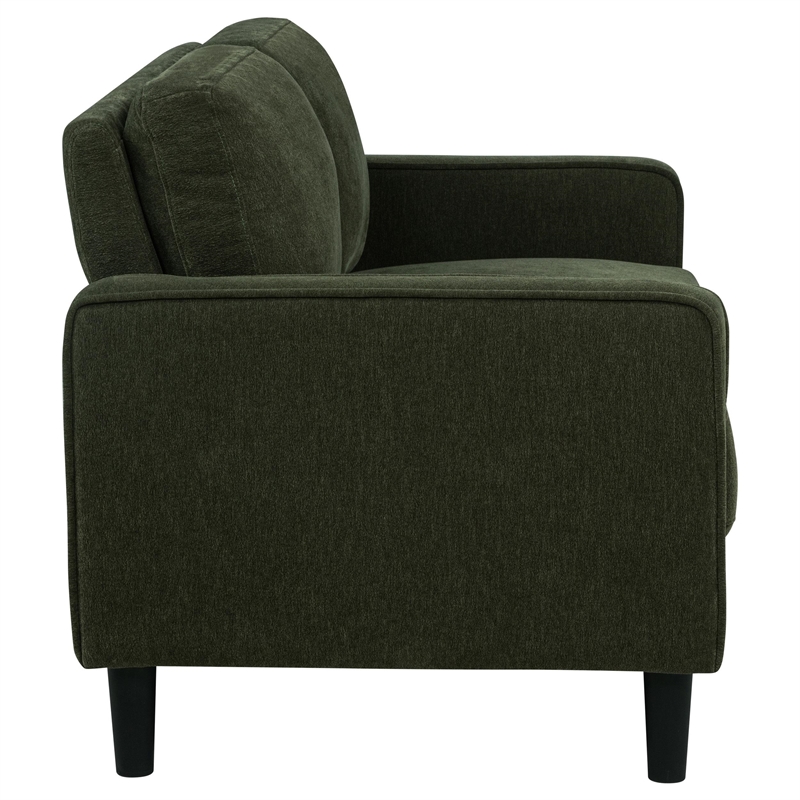Pemberly Row Upholstered Fabric Track Arm Loveseat in Matcha Green
