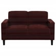 Pemberly Row Transitional Fabric Track Arm Loveseat in Rust Red