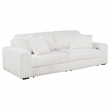 Pemberly Row Channel Tufted Fabric Dual Power Chaise Sofa in Ivory White