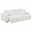 Pemberly Row Channel Tufted Fabric Dual Power Chaise Sofa in Ivory White