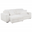 Pemberly Row Channel Tufted Fabric Dual Power Chaise Sofa in Ivory White
