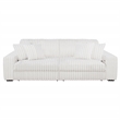 Pemberly Row Channel Tufted Fabric Dual Power Chaise Sofa in Ivory White