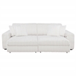Pemberly Row Channel Tufted Fabric Dual Power Chaise Sofa in Ivory White