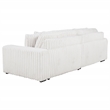 Pemberly Row Channel Tufted Fabric Dual Power Chaise Sofa in Ivory White