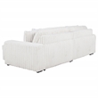 Pemberly Row Channel Tufted Fabric Dual Power Chaise Sofa in Ivory White