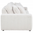 Pemberly Row Channel Tufted Fabric Dual Power Chaise Sofa in Ivory White