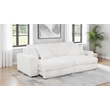 Pemberly Row Channel Tufted Fabric Dual Power Chaise Sofa in Ivory White
