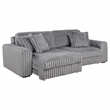 Pemberly Row Channel Tufted Fabric Dual Power Chaise Sofa in Gray