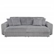 Pemberly Row Channel Tufted Fabric Dual Power Chaise Sofa in Gray