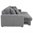 Pemberly Row Channel Tufted Fabric Dual Power Chaise Sofa in Gray