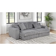 Pemberly Row Channel Tufted Fabric Dual Power Chaise Sofa in Gray