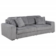Pemberly Row Channel Tufted Fabric Dual Power Chaise Sofa in Gray