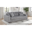 Pemberly Row Channel Tufted Fabric Dual Power Chaise Sofa in Gray