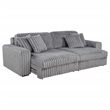 Pemberly Row Channel Tufted Fabric Dual Power Chaise Sofa in Gray
