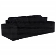 Pemberly Row Channel Tufted Fabric Dual Power Chaise Sofa in Black