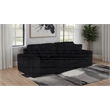 Pemberly Row Channel Tufted Fabric Dual Power Chaise Sofa in Black
