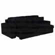 Pemberly Row Channel Tufted Fabric Dual Power Chaise Sofa in Black